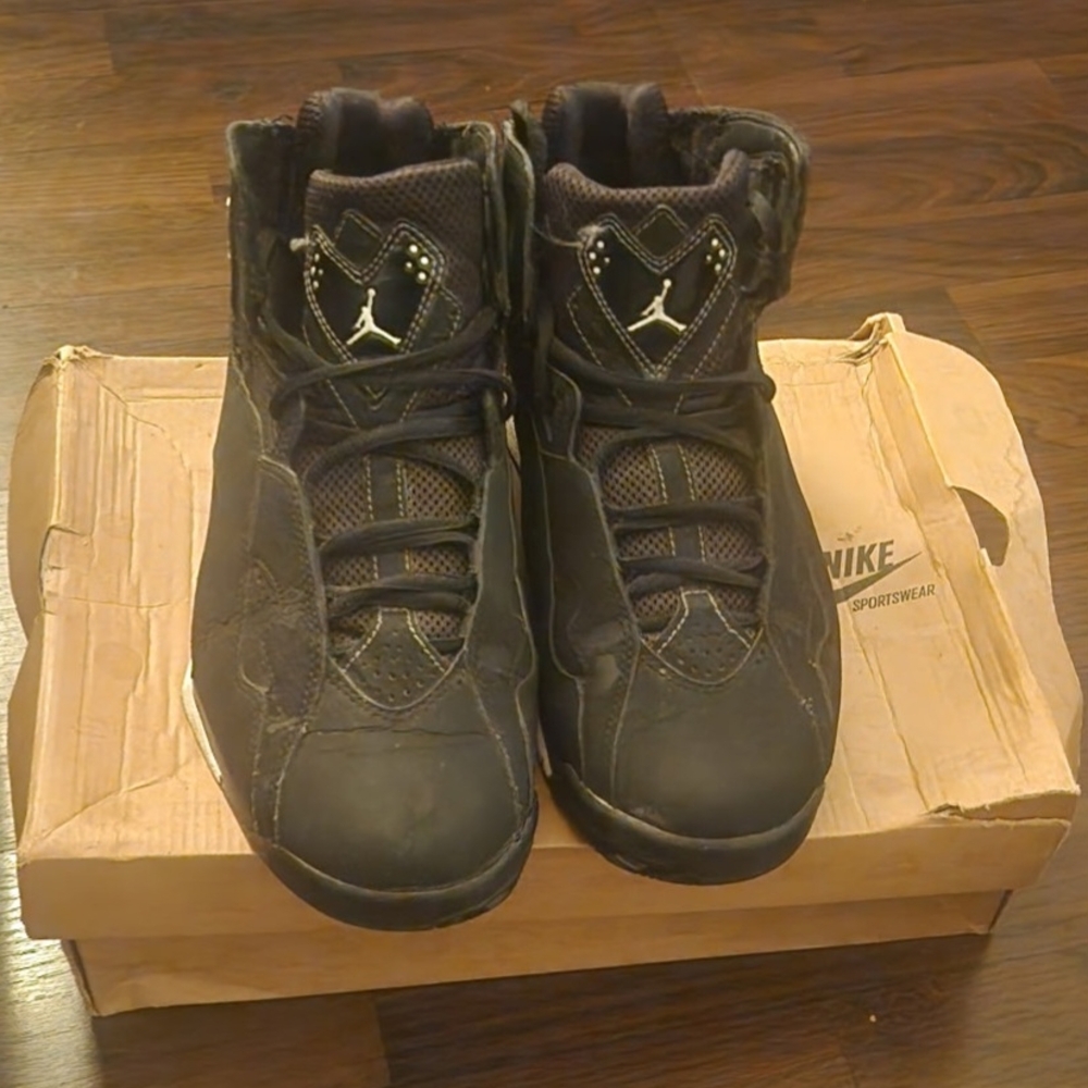 Jordan True Flight Mens Black Suede High-Top Athletic Sneakers